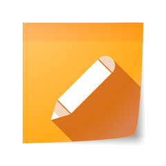 Long shadow vector sticky note icon with a pencil