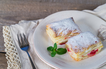Mille-feuille with fresh cherry