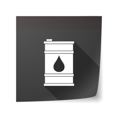 Long shadow vector sticky note icon with a barrel of oil