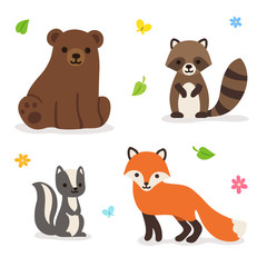 Forest animals vector illustration