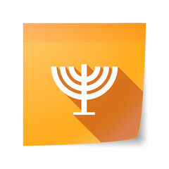 Long shadow vector sticky note icon with a chandelier