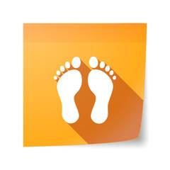 Long shadow vector sticky note icon with two footprints
