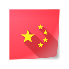 Long shadow vector sticky note icon with  the five stars china f
