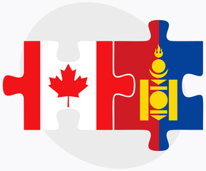 Canada and Mongolia Flags