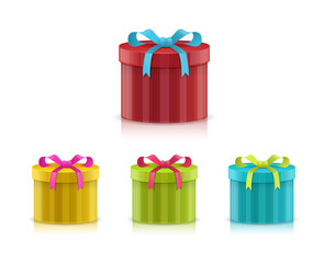 Christmas presents in different color versions isolated on white vector illustration