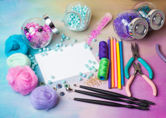 Hand made set in pink and purple tones. 