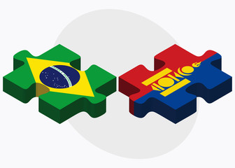 Brazil and Mongolia Flags