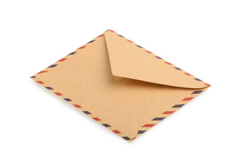Brown Envelope isolated. close up