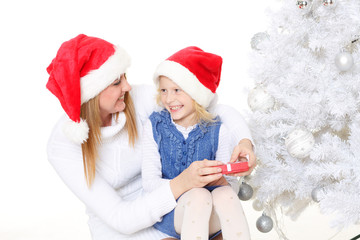 Fototapeta premium Happy family with Christmas gift.