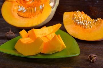 Slices of pumpkin on a plate