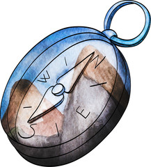Watercolor compass