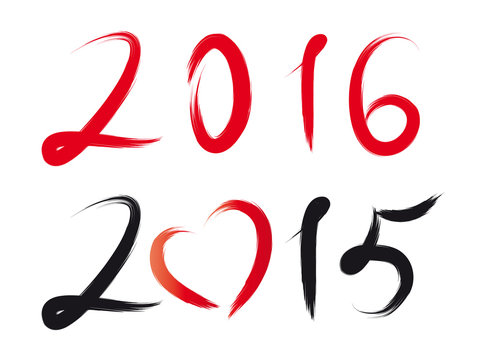 Silvester, Neujahr - Jahreswechsel 2016 - Ziffern und Herz