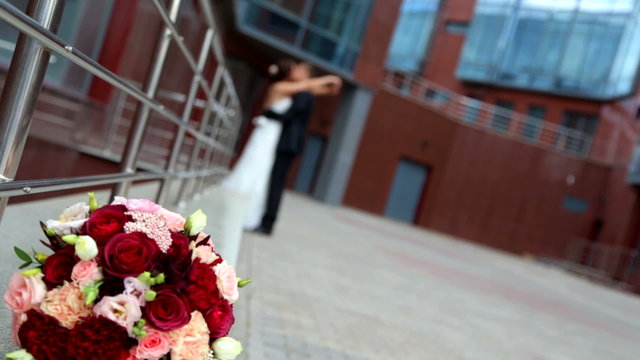 Focusing on the Bridal bouquet
