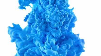 Blue ink dropped in water on white background shooting with high speed camera, phantom flex.