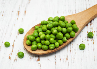 spoon with green peas