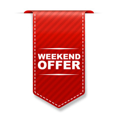 red vector banner design weekend offer