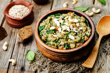 lentils mushroom spinach quinoa