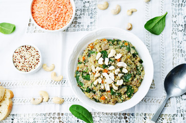 lentils mushroom spinach quinoa