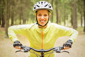 Happy woman on bicycle