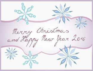 Fototapeta na wymiar Merry Christmas and Happy New Year 2016 - hand lettering Christmas Greeting card illustration