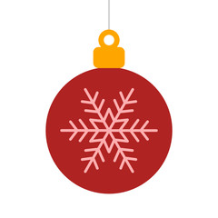 Christmas tree ornament with snowflake flat icon for apps and websites - obrazy, fototapety, plakaty