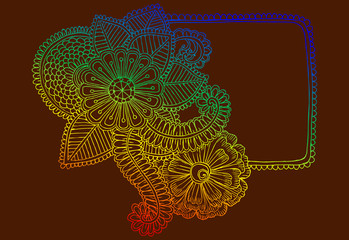 Color doodle flower frame