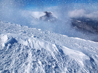 Fototapeta na wymiar Beautiful winter landscape with falling snow.