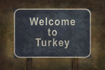 Welcome to Turkey roadside sign illustration