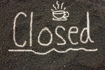 Coffee grounds write Closed, Closed Label