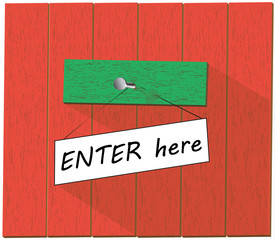 Sign saying Enter here