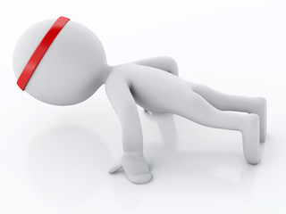 3d white people doing exercise at the gym.