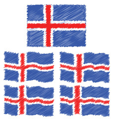 Flat and Waving Flag Of Iceland