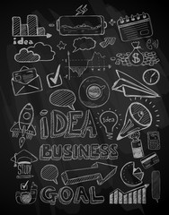 Business doodles Sketch set : infographics elements isolated,