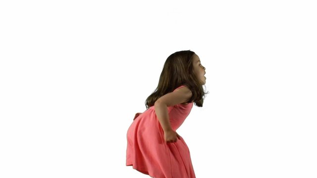 Little girl jumping on trampoline shooting with high speed camera, phantom flex.