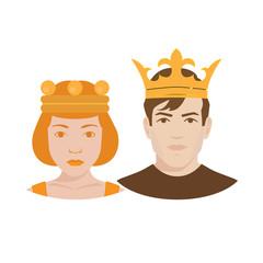 royal couple. king and queen with crowns vector illustration.