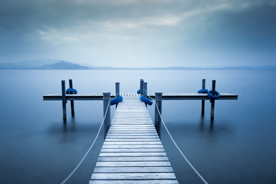 Lake Zug. Wooden pier on the lake. Fog. Long exposure. © patma145