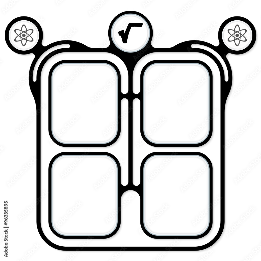 Poster abstract connected frames for your text and a radix symbol