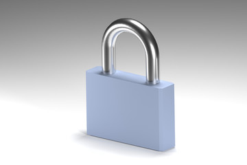 Blue padlock on white background