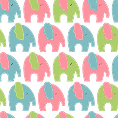 Cute cartoon seamless pattern with elephants