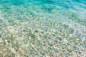 Beautiful white sand beach and tropical turquoise blue sea.