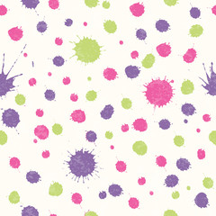 Abstract seamless pattern with bright colorful hand drawn blots