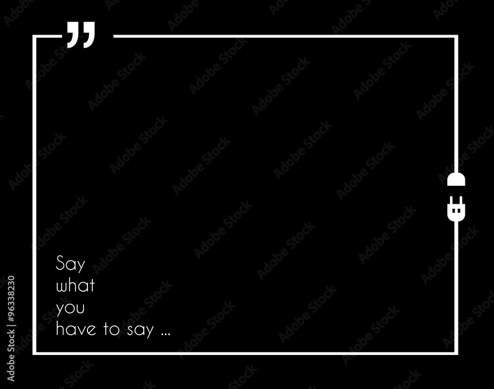 Poster quotation mark frame with flat style and space for text.