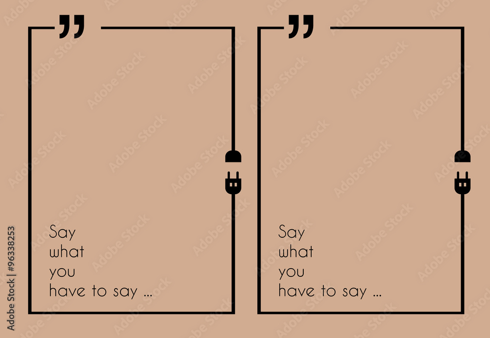 Poster quotation mark frame with flat style and space for text.