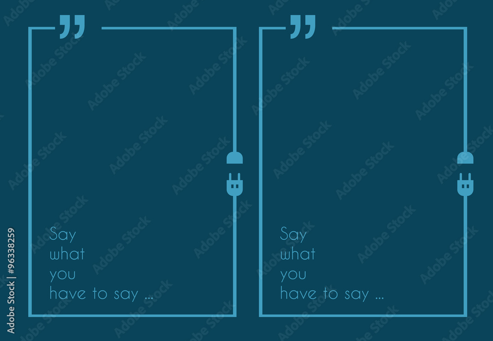 Poster quotation mark frame with flat style and space for text.