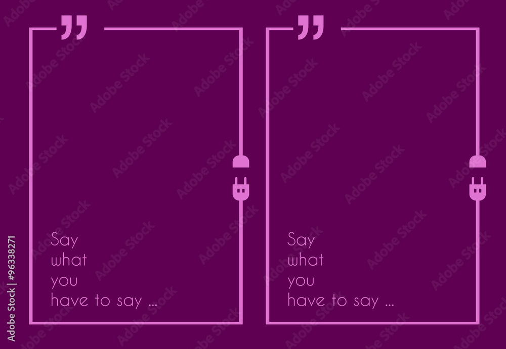 Poster quotation mark frame with flat style and space for text.