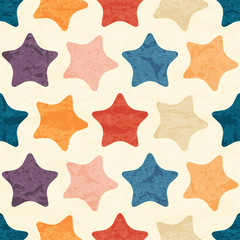 Abstract seamless pattern with grunged colorful stars