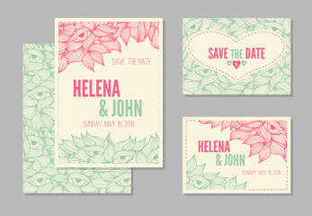 Set of wedding, invitation or anniversary cards