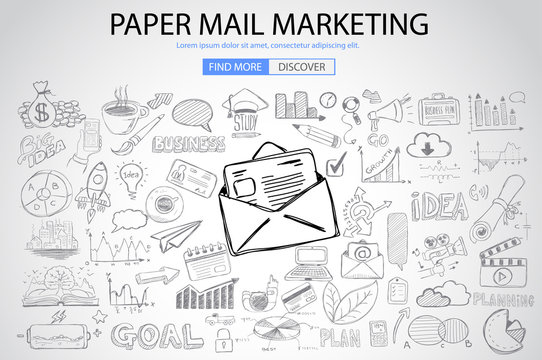 Paper email Marketing with Doodle design style