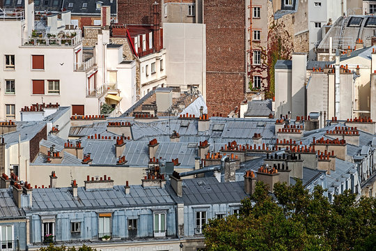 Aerial view with roofs at Paris