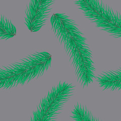 seamless pattern with green branches of fir